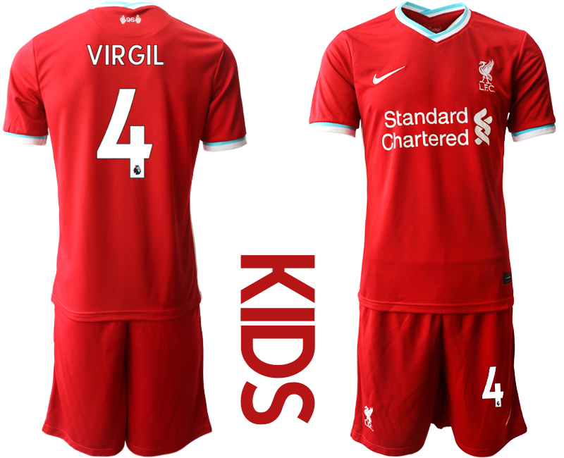 Youth 2020-2021 club Liverpool home #4 red Soccer Jerseys